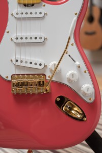 Salmon Pink Classic S electric guitar by Gordon Smith Guitars - close up